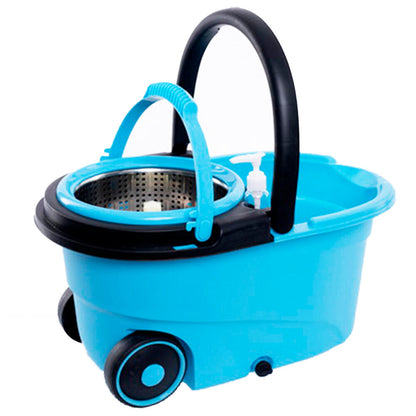 Fregona Mopa Giratoria 360 ° con 2 Cabezales de Mopas Cubo Con Ruedas