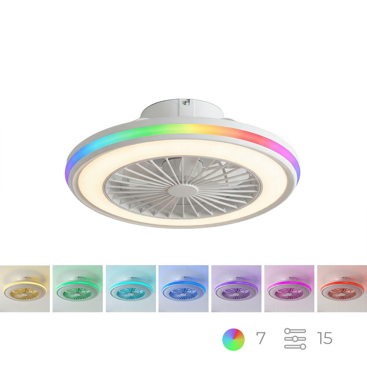 Ventilador de Techo con Luz LED RGB, Aspas Ocultas y Mando a Distancia Nexory InnovaGoods