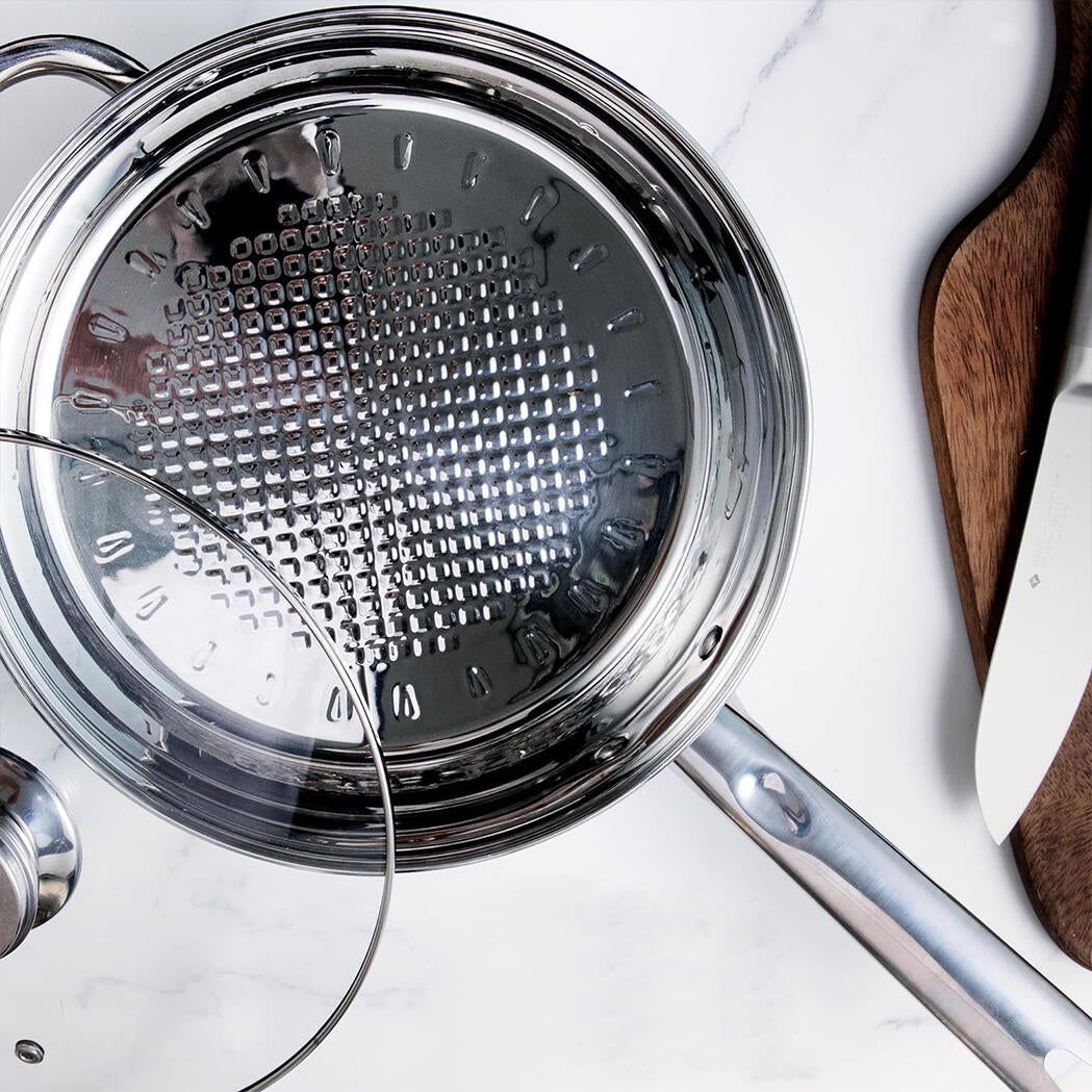 Batería de Cocina Ollas 12 Piezas en Acero Inoxidable con Tapas Apta para Todo Tipo de Cocinas
