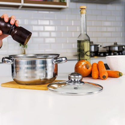 Batería de Cocina Ollas 12 Piezas en Acero Inoxidable con Tapas Apta para Todo Tipo de Cocinas
